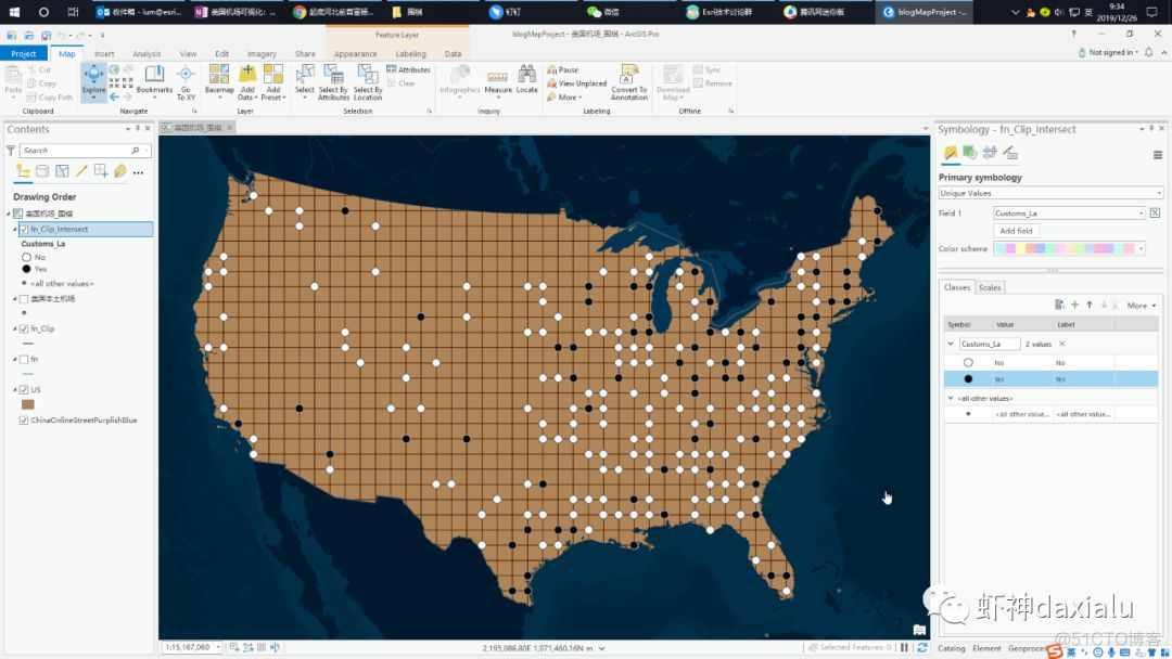 Visual thematic map of American airport go style :ArcGIS Pro edition _ Layers _02