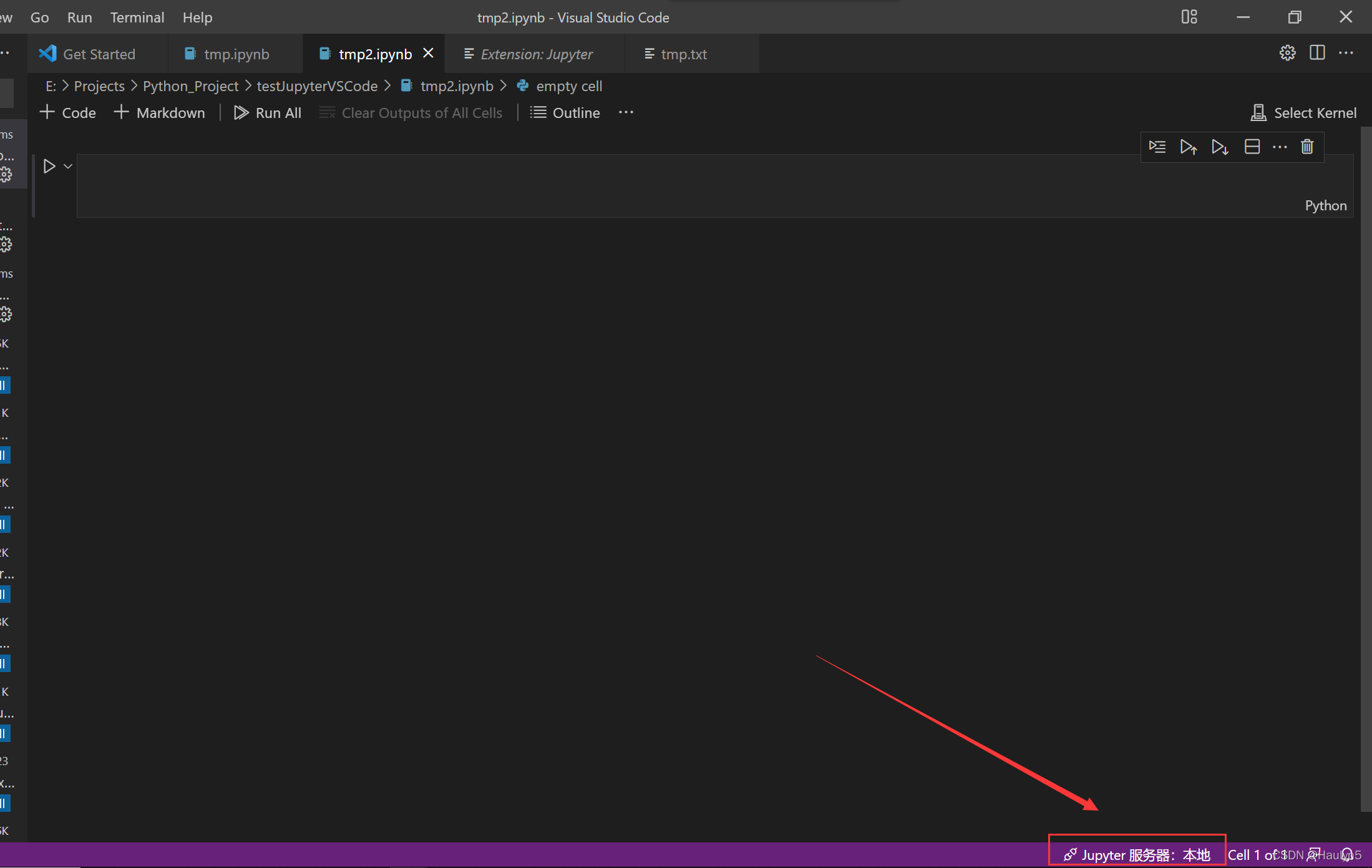 Vs Code connects to the remote jupyter server