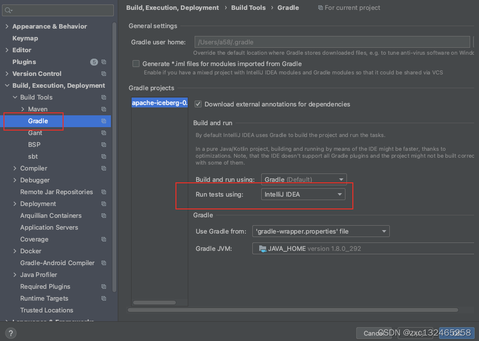 Gradle test and idea test
