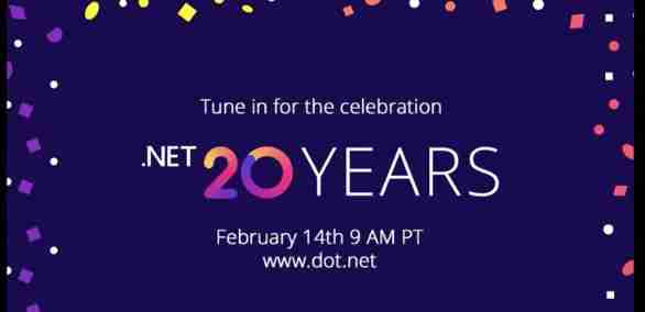 . Net 20th anniversary! Microsoft sends a document to celebrate