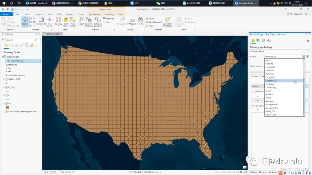 Visual thematic map of American airport go style :ArcGIS Pro edition _ Layers _25