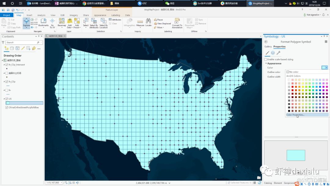 Visual thematic map of American airport go style :ArcGIS Pro edition _ Layers _20